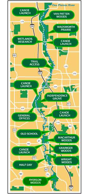 Des Plaines River Trail Map Lake County Forest Preserve Maps
